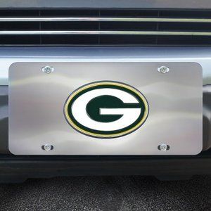 🏈🆕 GREENBAY PACKERS MIRRORED DIE CAST LICENSE PLATE - STAINLESS STEEL
